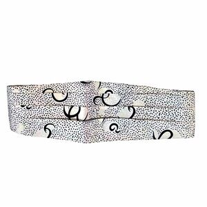 Mr. Night Tie’m Men’s Silk Cummerbund | Black White | Adjustable | Tuxedo Formal